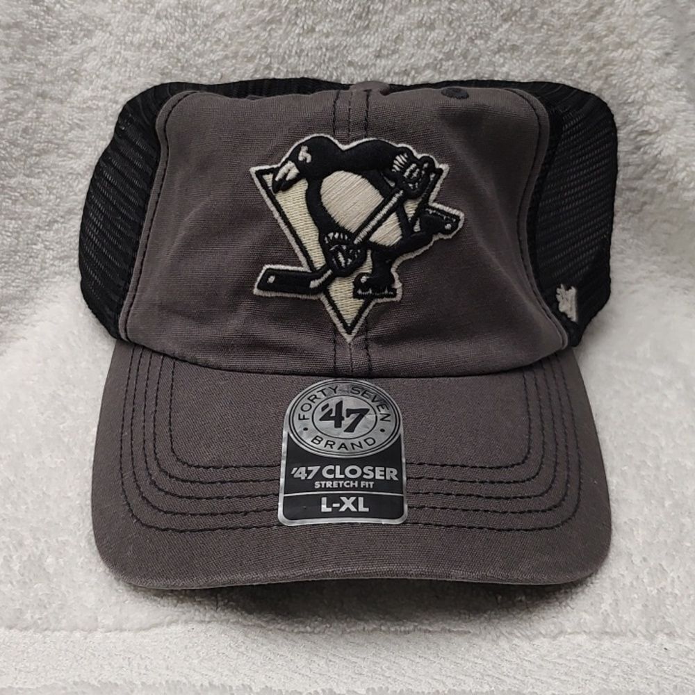 47 Brand Pittsburgh Penguins L/XL Trucker Stretchfit Hat - New